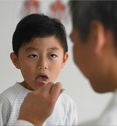 Boy at doctors office for check up